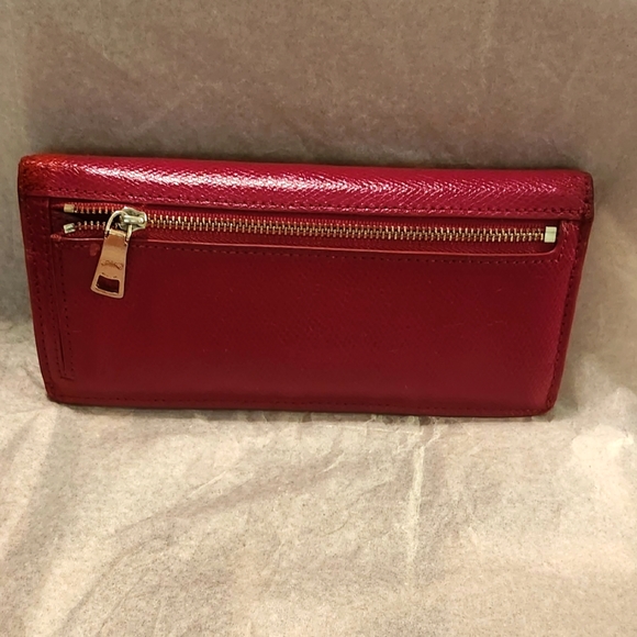 VINTAGE Coach New York Long Slim Flap Leather Wallet with Zip 8 X 4.25 Red